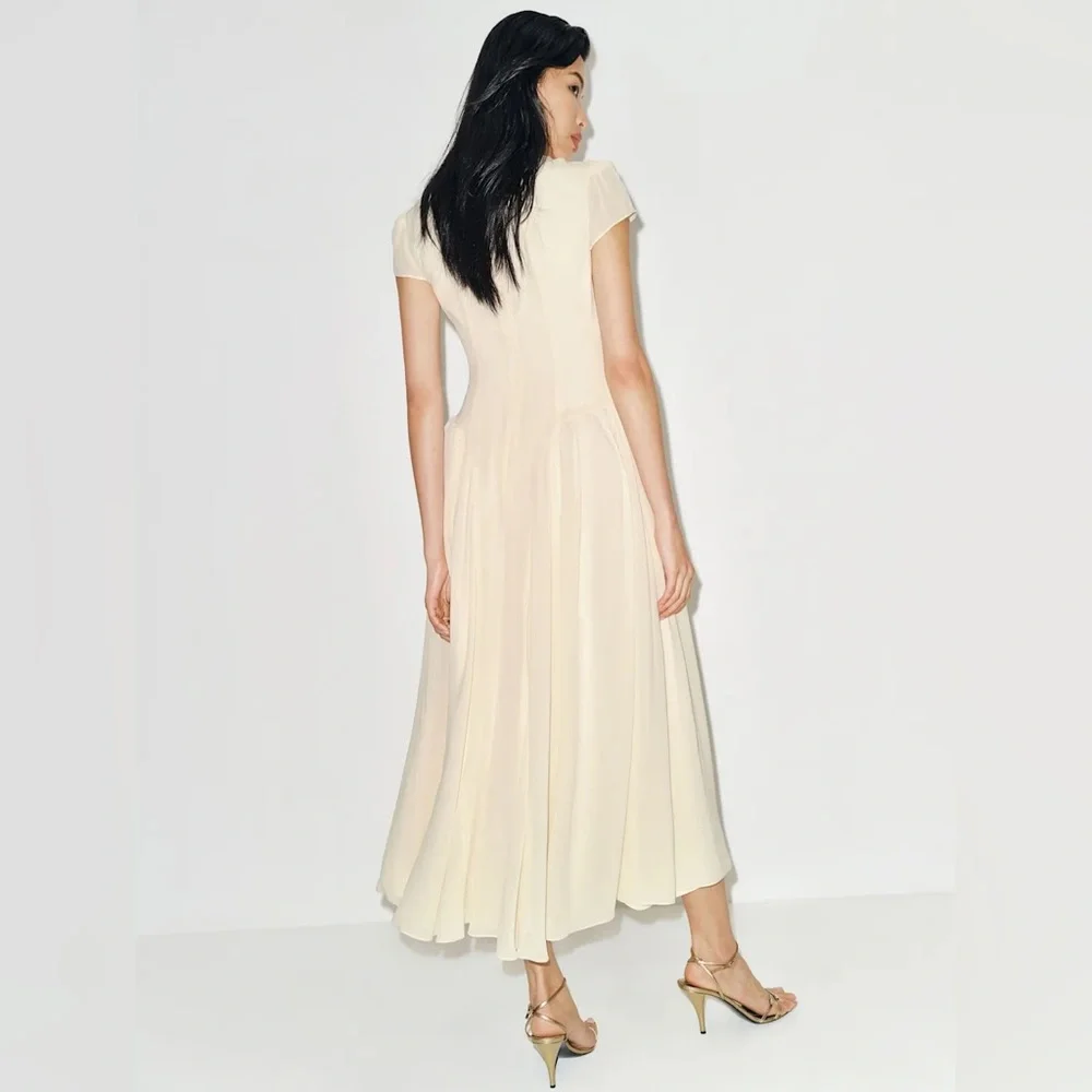 NEW Reformation Maven Dress Fior Di Latte Ivory Cream Bridal High Neck 10 - Picture 4 of 16